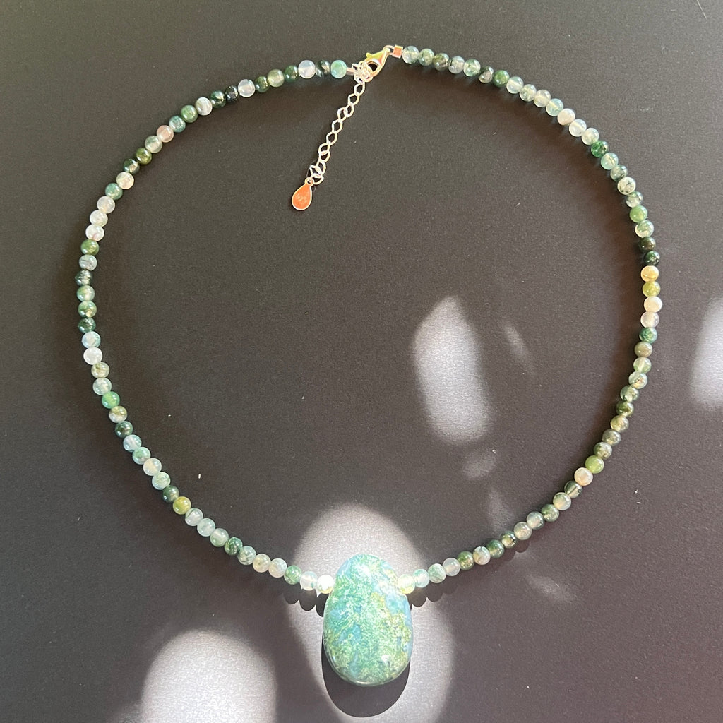 Colier agat muschi Sylva #52, pietre semipretioase - druzy.ro 1 
