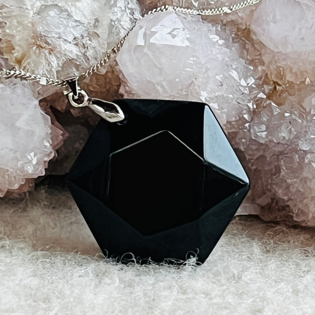 Pandantiv obsidian Hexagon, pietre semipretioase - druzy.ro 3 