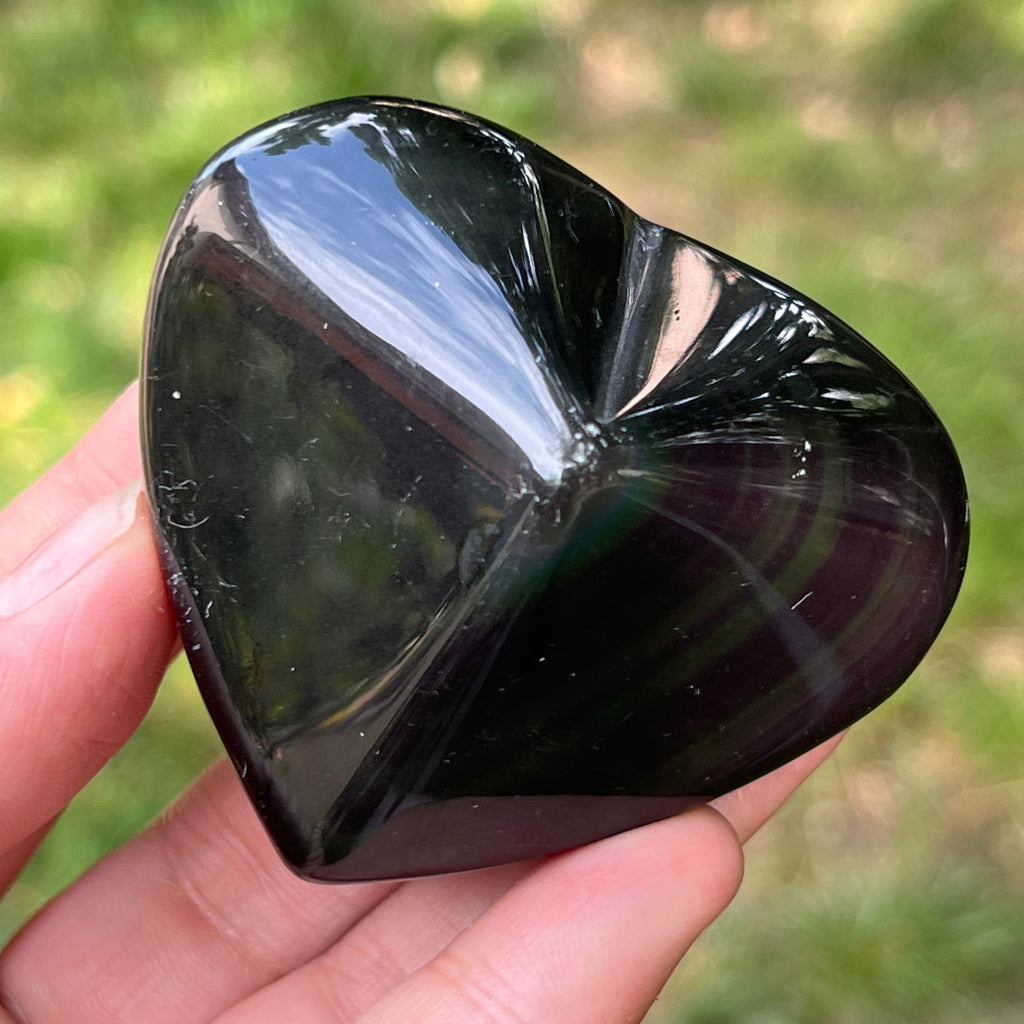 Obsidian curcubeu inima model 4, pietre semipretioase - druzy.ro 1 