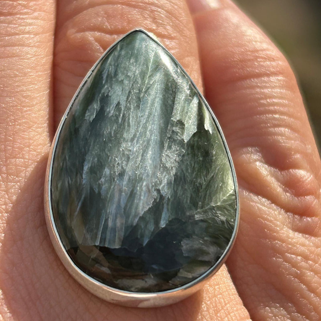 Inel serafinit din argint model 2, pietre semipretioase - druzy.ro 1 